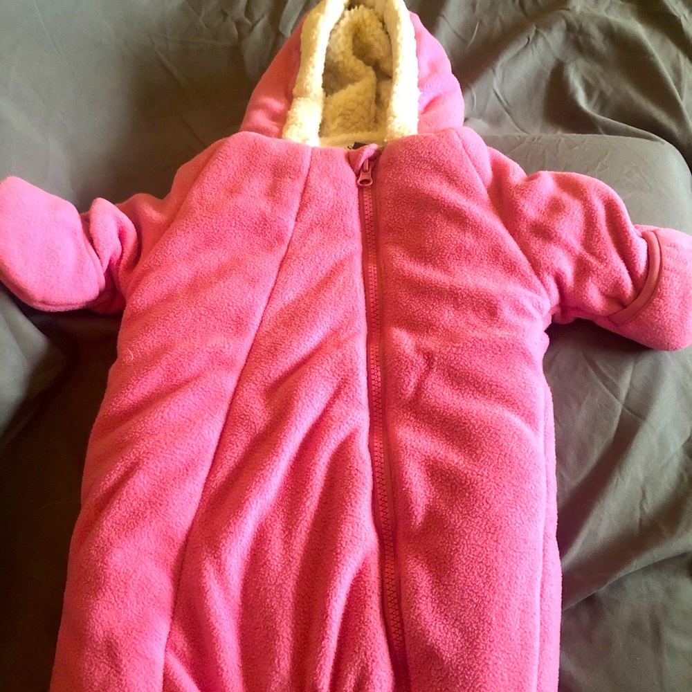 Sherpa lined flannel baby bunting